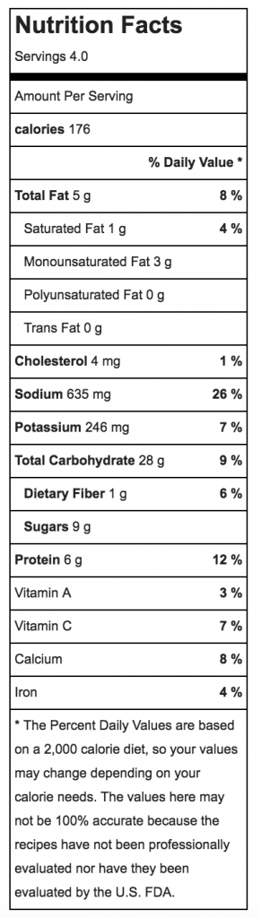 Corn soup nutrition info